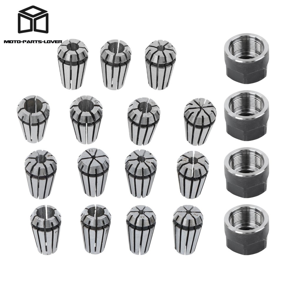 19pc ER11 CNC Collet Set with M14 Nuts for Precision Workholding 1-7mm