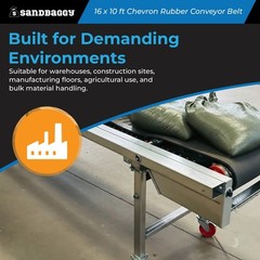 16″x10ft Chevron Rubber Conveyor Belt | Heavy-Duty Replacement Belt – Sandbaggy