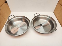 Lot 2 Stainless Steel Shabu Shabu Hot Pot W/Divider Dual Sided Hot cooking Pot