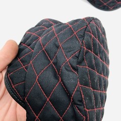 Guard Line 490714 Welders Skull Cap Quilted Black Red Cross Stitching 7in 2pk