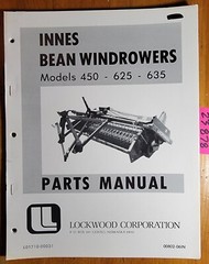 Lockwood Innes 450 625 635 Bean Windrower Parts Manual L01710-00031 00802-06IN