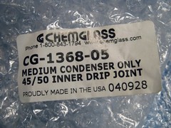 CHEMGLASS ALLIHN CONDENSER 45/50 NEW??? OLD STOCK FREE SHIPPING 7