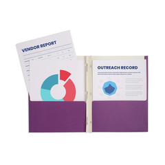 2 Pocket Folder with Prongs, 1 Side Printed, Purple, 50 pack NIB