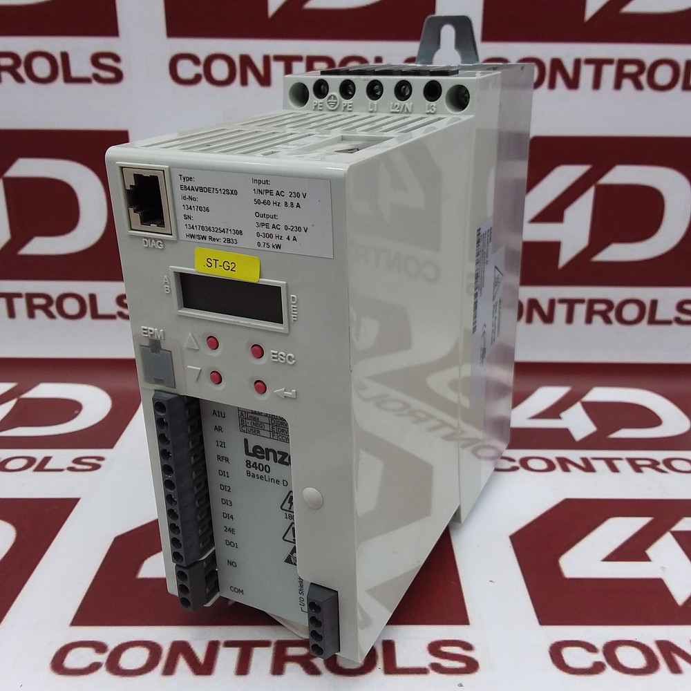 E84AVBDE7512SX0 | Lenze | Inverter Drive, 8400 Baseline D, 0.75KW – 4.0A, Used