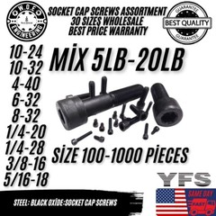 Assorted Allen Socket Head Cap Screws 250/750/1500 Pcs or 5/20 lbs All Sizes