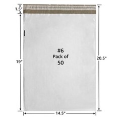 UOFFICE 50 Poly Mailers Bags 14.5×19″ – #6 Pouches Envelopes White Self-Sealing