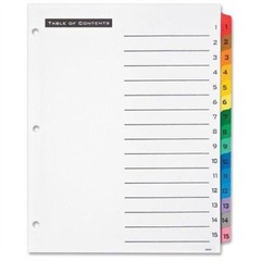 Office Depot Table of Contents Assorted Colors 1-15 1 Set
