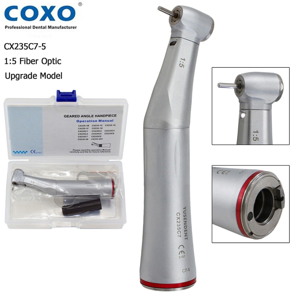 COXO Dental Optic Fiber 1:5 Contra Angle Handpiece CX235C7 C7-5 Standard Head