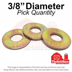 3/8″ USS Flat Washers Grade 8 Steel Zinc Yellow (Pick Quantity)