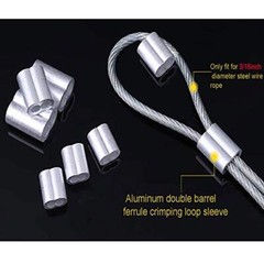 50Pcs Aluminum Crimping Loop Sleeves Cable Crimp for 3/16″ Diameter Wire Rope