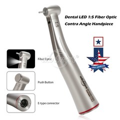 AbDent 1:5 Electric Fiber Optic LED Contra Angle Handpiece Red Ring USPS