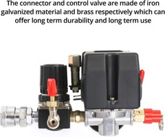 Air Compressor Pressure Switch Control Valve 90-120PSI Pressure Regulator Gauge