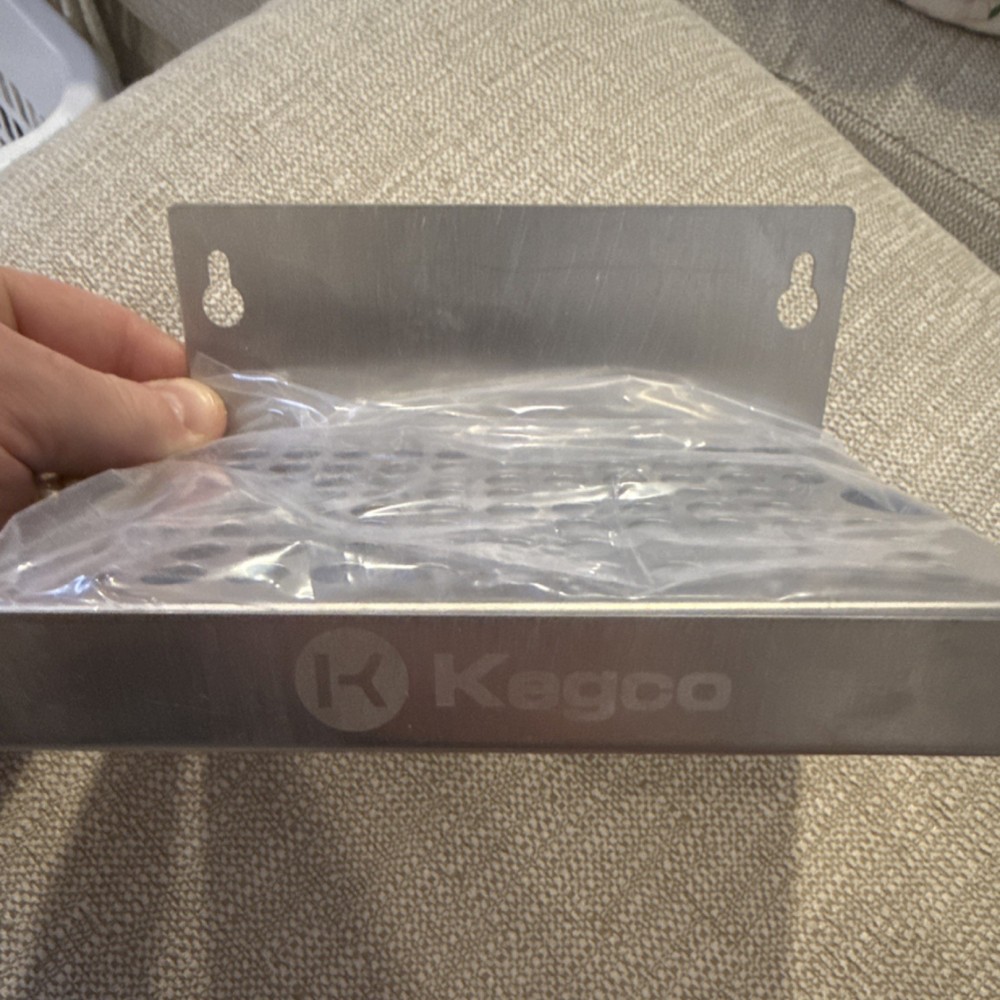 Kegco Stainless Steel Wall Mount Drip Pan 6×4 in Removable Grate