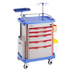 5-Tier Equipment Cart 400lb Load Capacity with Drawers and Refuse Bins Blue