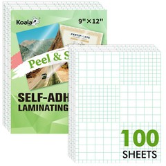 100 Koala Self-Adhesive Laminating Sheet 9×12 Clear Peel n Stick No Machine Need