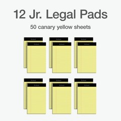 Legal Pads, 12 Pack, Note Pads, 50 Jr. Legal Ruled 5″ x 8″ Sheets, Canary Yel…