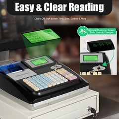 Square POS Terminal Cash Register Complete W/ Printer, And Cash Drawer, 48 Keys