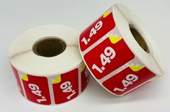 4 Rolls of 1000 1.5×1 $1.49 Product Price Point Red & Yellow Labels Stickers