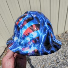 full brim hard hat custom hydro dipped IN AMERICAN THUNDER ⚡ USA LIGHTNING NEW