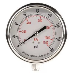 Commercial Pressure Gauge, 0 To 160 Psi, 3 1/2 In Dial, 1/4 In Npt, Bottom