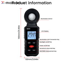 S8608 LCD Light Meter Digital Illuminance Meter Luxmeter Photometer 200000Lux US
