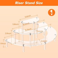 Dooiclear 3 Tier Acrylic Display Risers, Half Moon Cupcake Stand, Clear Perfume