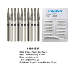 Dental Diamond Bur Round End Taper Ball Friction Grip Super Coarse Grit 850 856