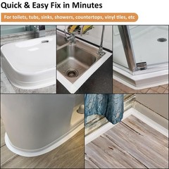 White Caulk Tape Self Adhesive Waterproof, 1.5IN x 10.5FT x 0.04IN,