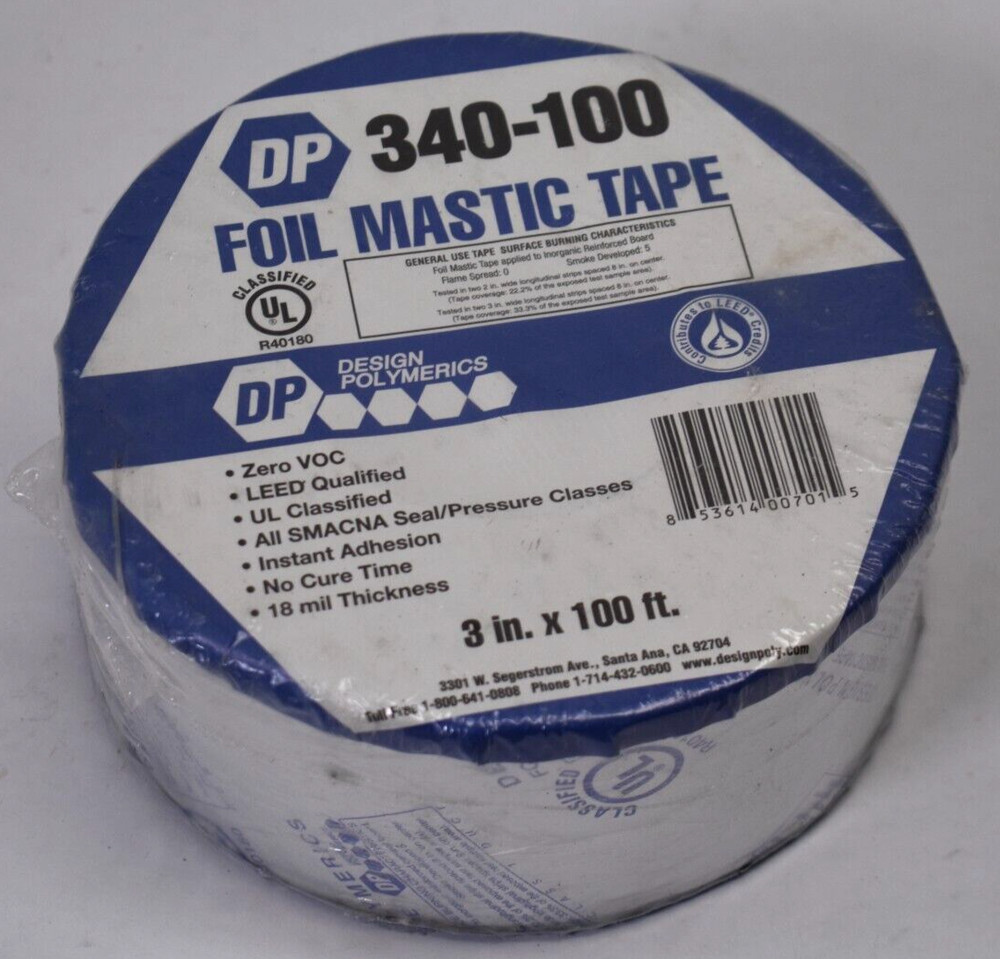 Design Polymerics 3″ x 100′ Butyl Foil Tape Dark Gray 340-100 General Use
