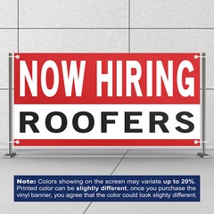 Now Hiring Roofers 13 oz Heavy Duty Vinyl Banner Roofing Jobs Available Sign
