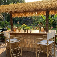 Novabright 20 Pcs 20” x 18.5” Artificial Straw Roof Thatch Rolls and Brown