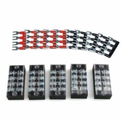 25A 5Sets Dual Row 4 Positions Screw Terminal Electric Barrier Strip Block 600V