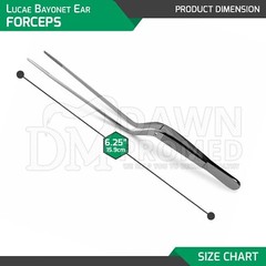 3 Pcs Lucae Ear Forceps 5.5″, 6.25″, 8.25″ Bayonet Tweezer Set ENT Instruments