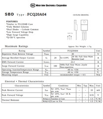 10PCS FCQ20A04 Nihon Schottky Rectifier 40V 20A Diode TO-220FP