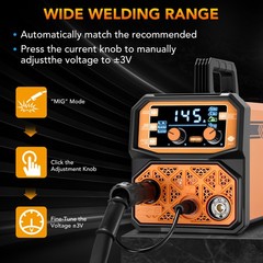Gasless Flux Core MIG Welder 145A 3-in-1 Machine Stick TIG Welding Equipment