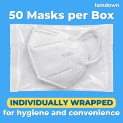 (50-Pack) KN95 Face Masks, Individually Wrapped, Premium Disposable Dust Mask…