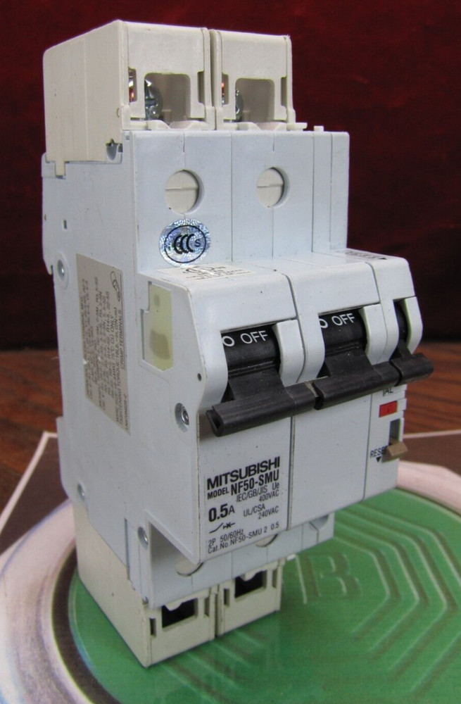 0.5a Mitsubishi Electric 0.5 amp 2 pole Circuit Breaker with Aux NF50-SMU-2-0.5
