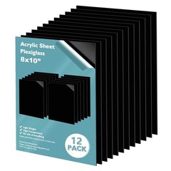 Black Plexiglass Sheets 8×10 – 12 Pack, 0.04″ Thick
