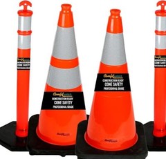 18″ Orange Traffic Cones 6″ 3M Reflective Collars Construction Safety Playground