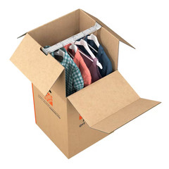 Tall Wardrobe Moving, Shipping, Packing Box with Metal Bar