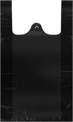 Reusable Black Plastic T-Shirt Bags, Medium 12×20 Inches for Groceries – 50 pcs