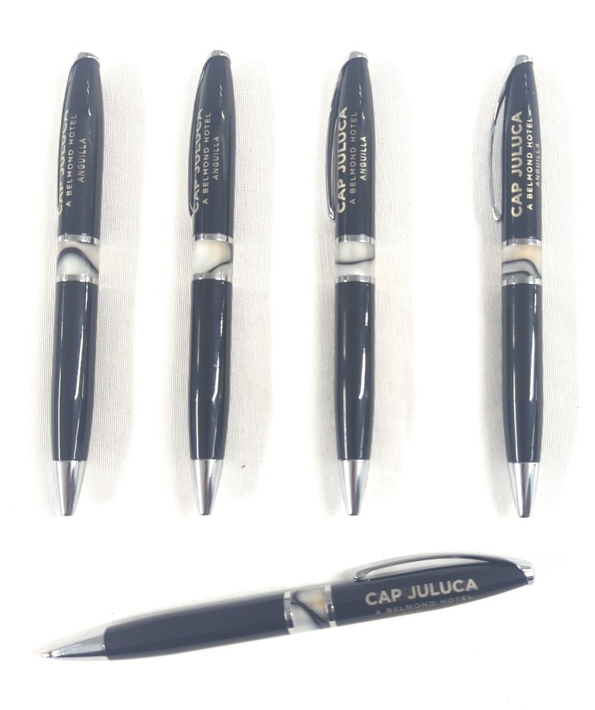 5ct Misprint Premium Executive Metal Pens: HUB PEN Lombardo Marble Trim BLACK