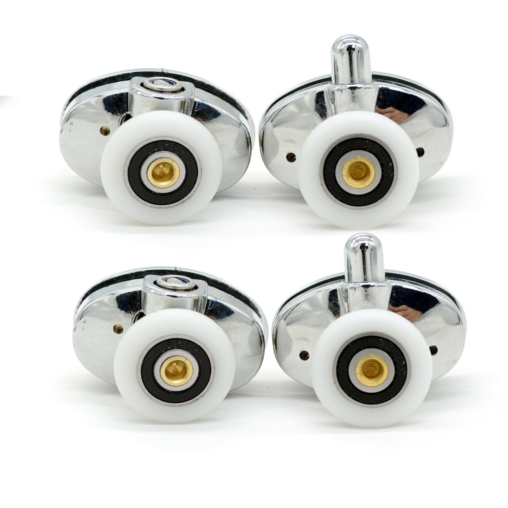 Set of 4 New Oval Singel Wheel Shower Door 23 millimeters, Silver Chrome