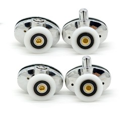 Set of 4 New Oval Singel Wheel Shower Door 23 millimeters, Silver Chrome
