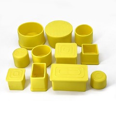 Yellow PVC Soft Rubber End Caps Chair Table Feet Ferrules Pipe Tubing Cover