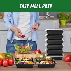 Dealusy 50 Pack (100-Piece) 38 oz Meal Prep Containers Reusable 38 oz, Black