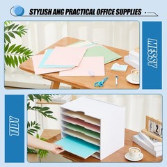 7 Tier Scrapbook Paper Trays Organizer 14.2×10.2×11.8 Inch Stackable File Desk