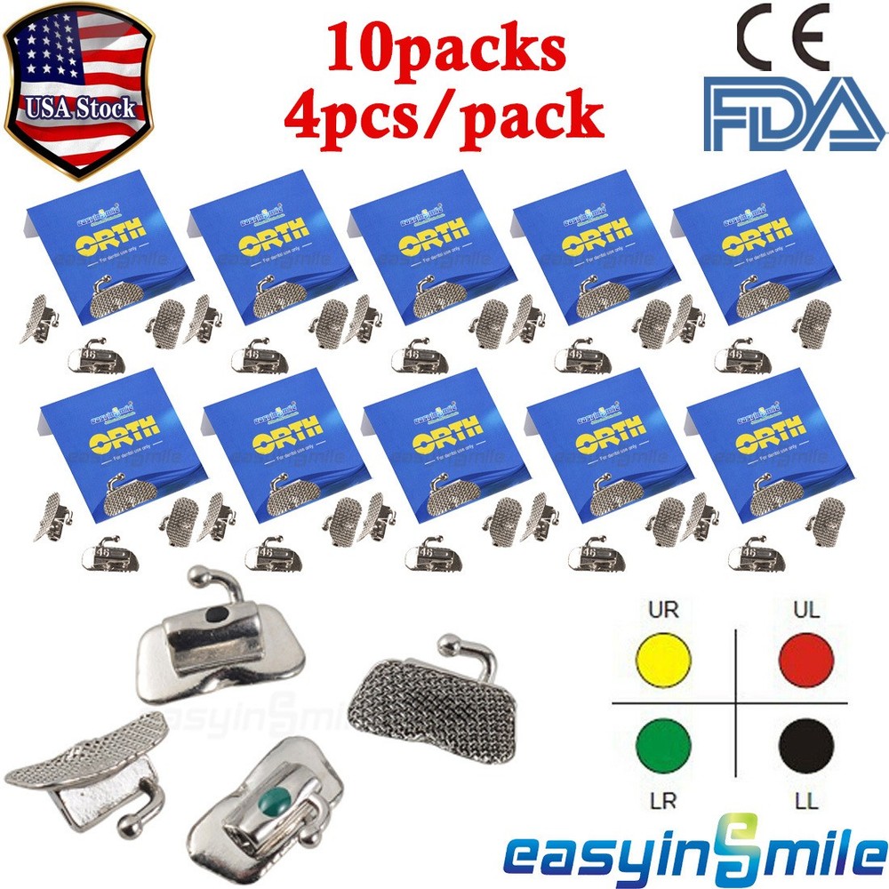 40Pcs Dental Orthodontic Buccal Tube Roth/MBT.022 1&2 Non-Covertible Molar Tubes