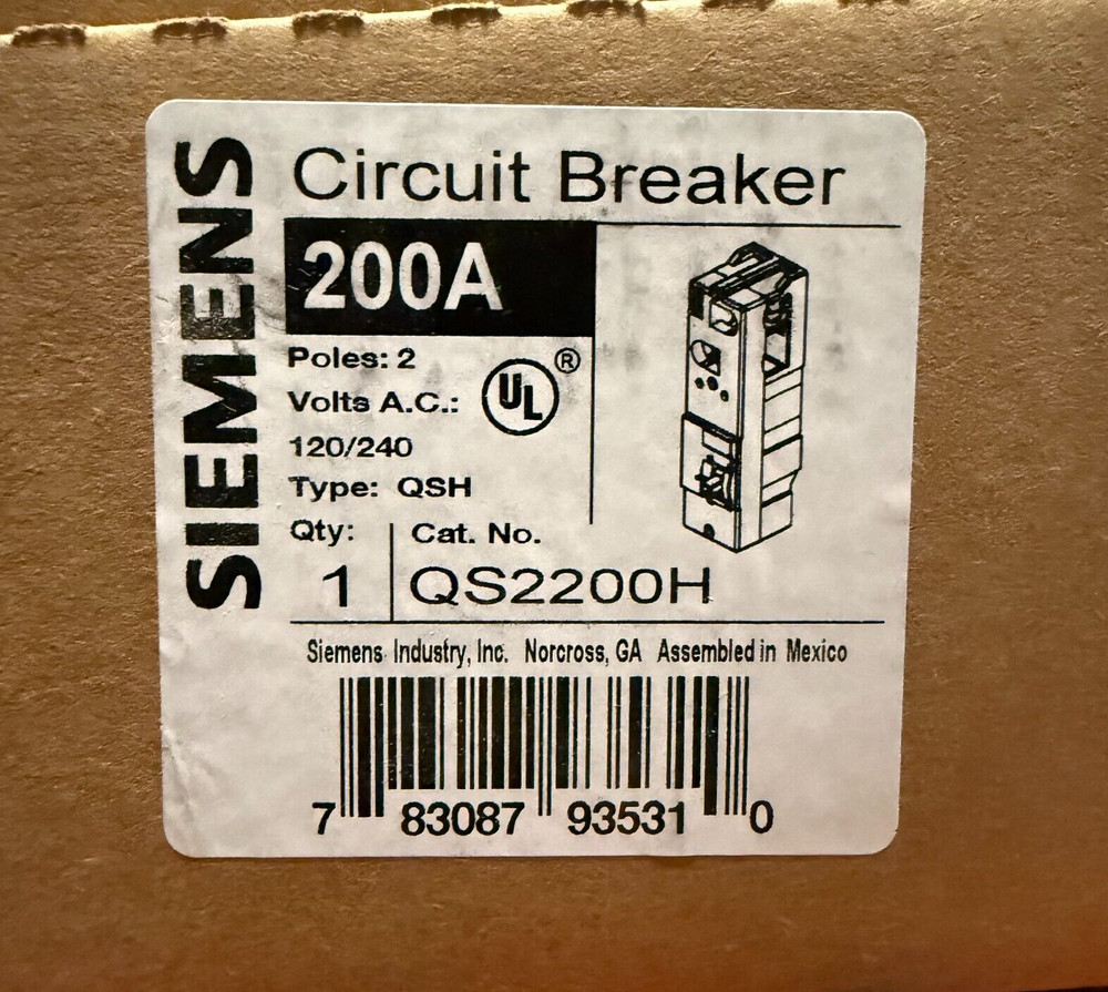 SIEMENS QS2200H BREAKER 2POLE 200A 120/240V NEW IN BOX READY TO SHIP