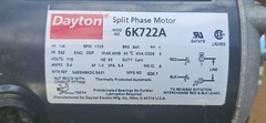 Dayton 6K722A Split Phase Motor 1/4 HP 115 Volt 1725 RPM 1ph